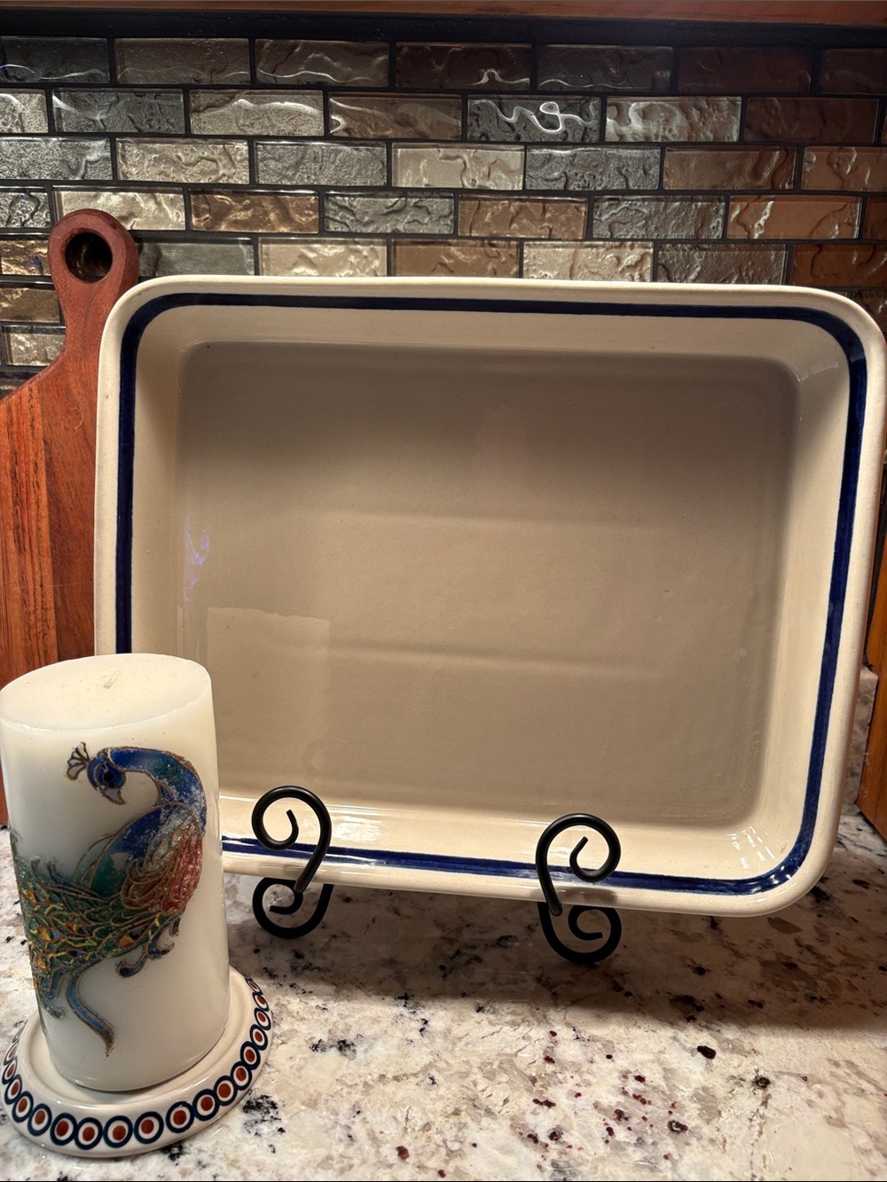 Blue and White Ceramic Rectangular Baking Dish - Classic Pattern - Picture 4 of 6